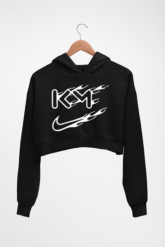 Kylian Mbappé Crop HOODIE FOR WOMEN-Black-Ektarfa.online