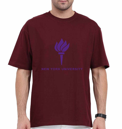New York University Oversized T-Shirt for Men-Maroon-Ektarfa.online