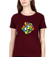 Load image into Gallery viewer, Rubik&#39;s Cube T-Shirt for Women-Maroon-Ektarfa.online
