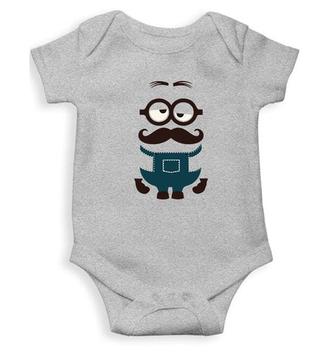 Minion Mustache Kids Romper For Baby Boy/Girl-0-5 Months(18 Inches)-Grey-Ektarfa.online