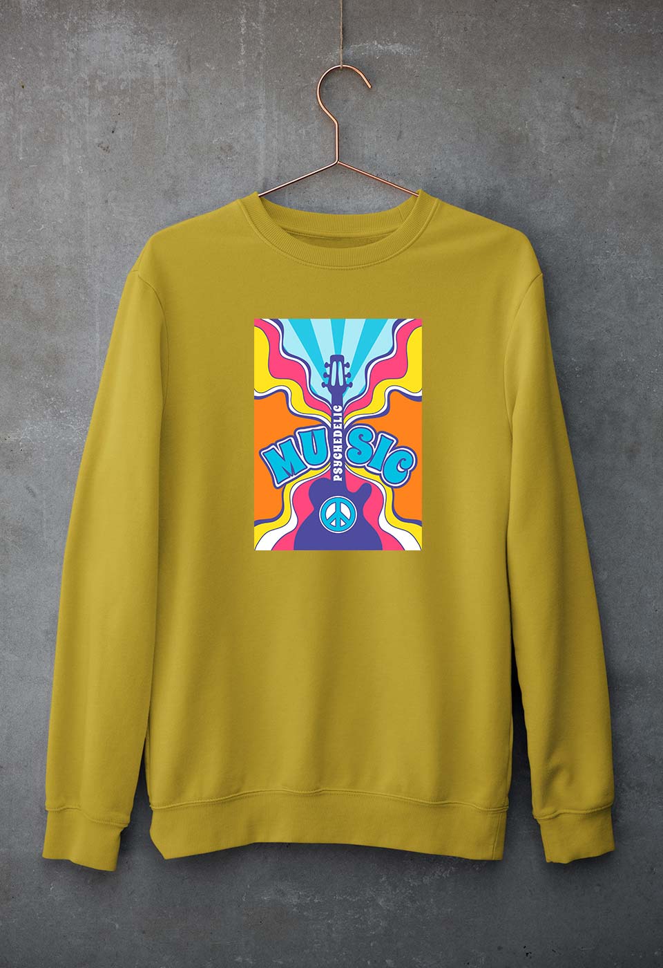 Psychedelic Unisex Sweatshirt for Men/Women-Mustard Yellow-Ektarfa.online