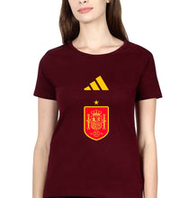 Load image into Gallery viewer, Spain Football T-Shirt for Women-Maroon-Ektarfa.online
