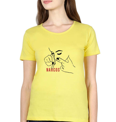 Narcos Drugs T-Shirt for Women-Yellow-Ektarfa.online