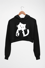 Load image into Gallery viewer, Cat Crop HOODIE FOR WOMEN-Black-Ektarfa.online
