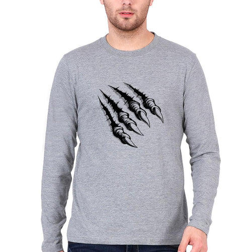 Monster Full Sleeves T-Shirt for Men-Grey Melange-Ektarfa.online