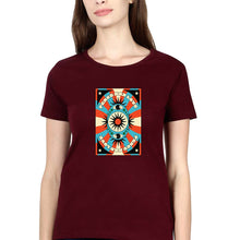 Load image into Gallery viewer, Psychedelic Peace and Love T-Shirt for Women-Maroon-Ektarfa.online
