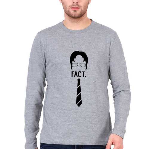 Dwight Schrute Full Sleeves T-Shirt for Men-Grey Melange-Ektarfa.online