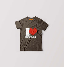 Load image into Gallery viewer, I Love Hockey Kids T-Shirt for Boy/Girl-Olive Green-Ektarfa.online
