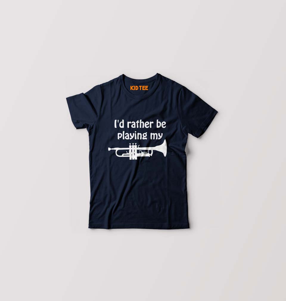Trumpet Love Kids T-Shirt for Boy/Girl-Navy Blue-Ektarfa.online