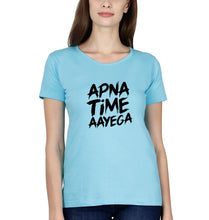 Load image into Gallery viewer, Apna Time Aayega T-Shirt for Women-Light Blue-Ektarfa.online
