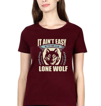 Load image into Gallery viewer, Wolf T-Shirt for Women-Maroon-Ektarfa.online
