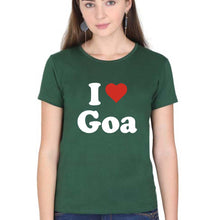 Load image into Gallery viewer, I Love Goa T-Shirt for Women-Dark Green-Ektarfa.online
