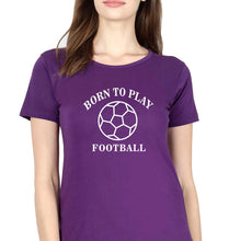 Load image into Gallery viewer, Play Football T-Shirt for Women-XS(32 Inches)-Purple-Ektarfa.online
