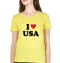 Load image into Gallery viewer, I Love USA T-Shirt for Women-Yellow-Ektarfa.online
