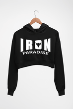Load image into Gallery viewer, Iron Paradise Crop HOODIE FOR WOMEN-Black-Ektarfa.online
