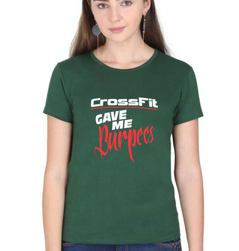 CrossFit Gym Burpees T-Shirt for Women-Dark Green-Ektarfa.online