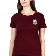 Load image into Gallery viewer, USA Football T-Shirt for Women-Maroon-Ektarfa.online
