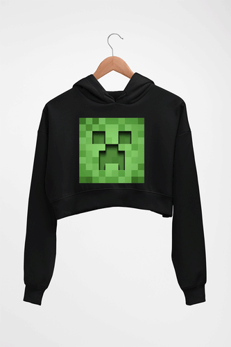Minecraft Crop HOODIE FOR WOMEN-Black-Ektarfa.online