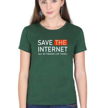 Load image into Gallery viewer, Internet Funny T-Shirt for Women-Dark Green-Ektarfa.online
