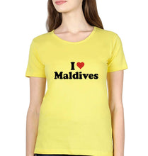 Load image into Gallery viewer, I Love Maldives T-Shirt for Women-Yellow-Ektarfa.online
