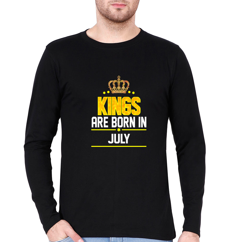 Kings Are Born In July Full Sleeves T-Shirt for Men-Black-Ektarfa.online