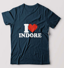 Load image into Gallery viewer, I Love Indore T-Shirt for Men-S(38 Inches)-Petrol Blue-Ektarfa.online
