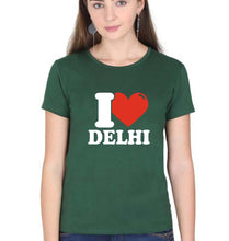 Load image into Gallery viewer, I Love Delhi T-Shirt for Women-Dark Green-Ektarfa.online

