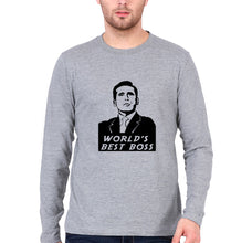 Load image into Gallery viewer, Michael Scott Best Boss Full Sleeves T-Shirt for Men-Grey Melange-Ektarfa.online
