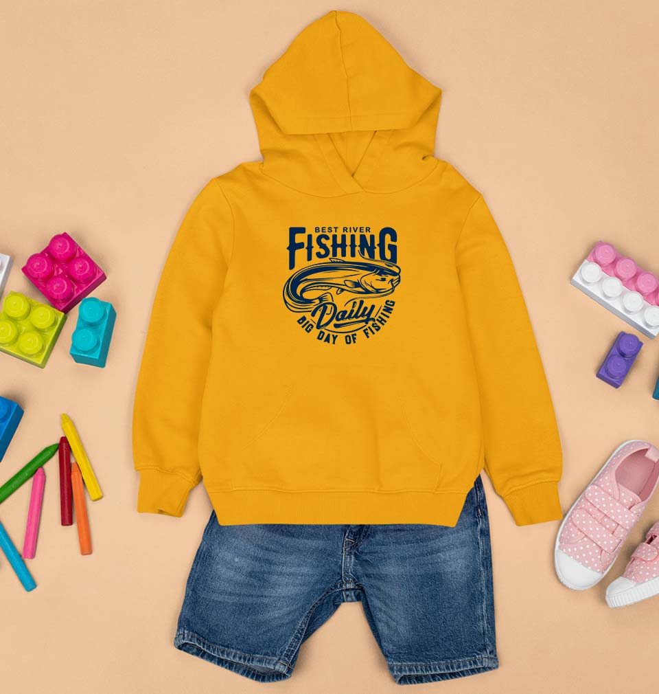 Fishing Kids Hoodie for Boy/Girl-Mustard Yellow-Ektarfa.online