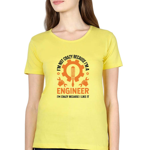 Crazy Engineer T-Shirt for Women-Yellow-Ektarfa.online