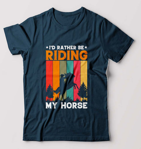 Horse Riding T-Shirt for Men-Petrol Blue-Ektarfa.online