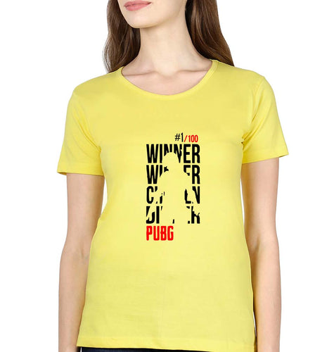 PUBG Winner Winner Chicken Dinner T-Shirt for Women-Yellow-Ektarfa.online
