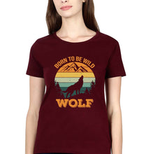 Load image into Gallery viewer, Wolf T-Shirt for Women-Maroon-Ektarfa.online
