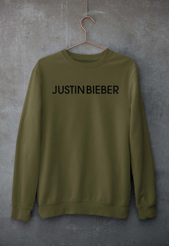 Justin Bieber Unisex Sweatshirt for Men/Women-S(40 Inches)-Olive Green-Ektarfa.online