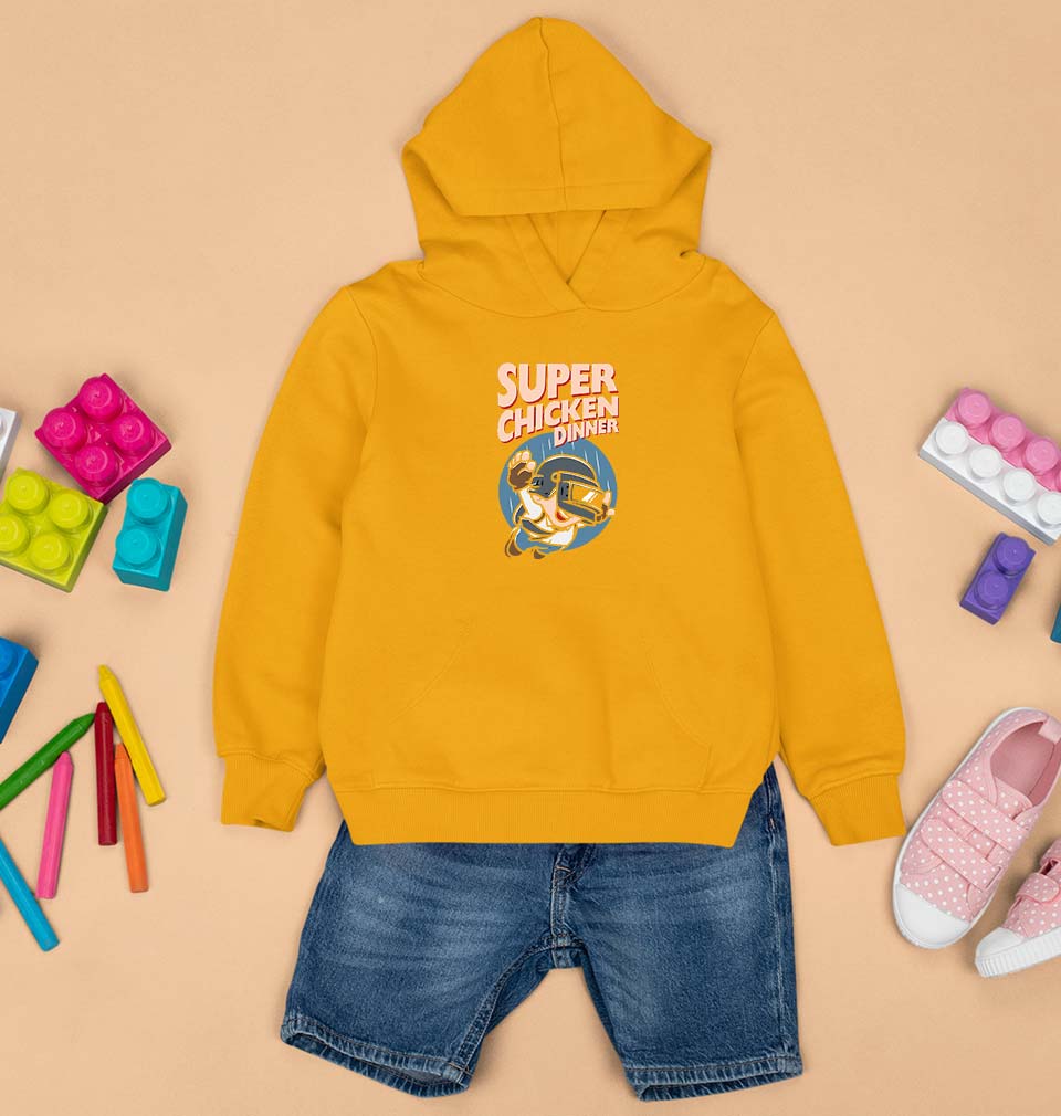 PUBG Super Chicken Dinner Kids Hoodie for Boy/Girl-Mustard Yellow-Ektarfa.online
