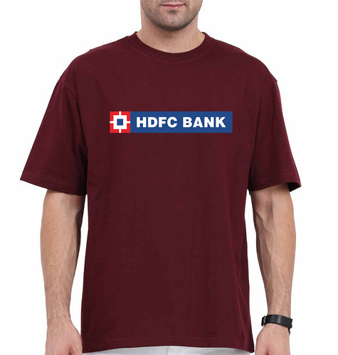 HDFC Bank Oversized T-Shirt for Men-Maroon-Ektarfa.online