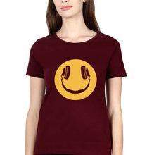 Load image into Gallery viewer, Emoji Headphone Music T-Shirt for Women-Maroon-Ektarfa.online
