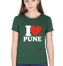 Load image into Gallery viewer, I Love Pune T-Shirt for Women-Dark Green-Ektarfa.online
