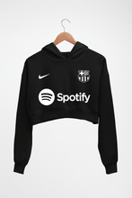 Load image into Gallery viewer, Barcelona 2022-23 Crop HOODIE FOR WOMEN-Black-Ektarfa.online
