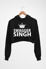 Load image into Gallery viewer, Swagger Singh Crop HOODIE FOR WOMEN-Black-Ektarfa.online
