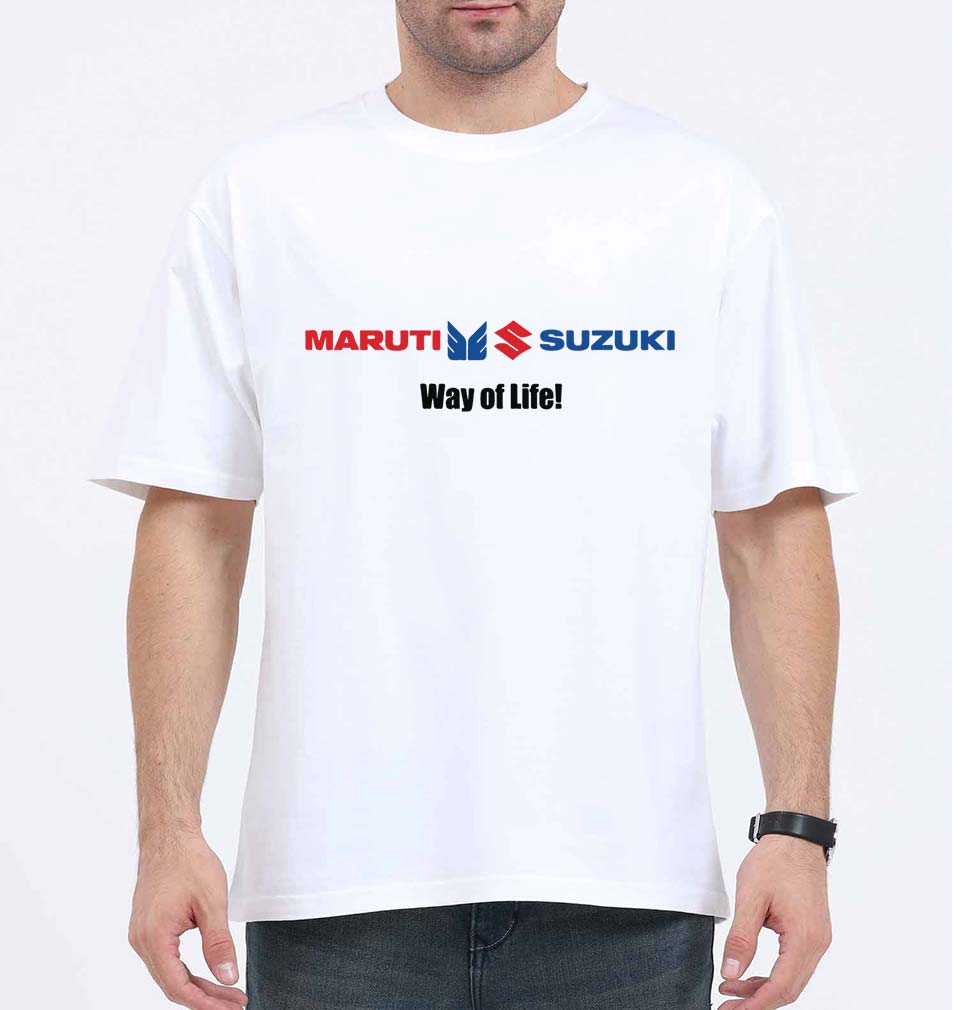 Maruti Suzuki Oversized T-Shirt for Men-White-Ektarfa.online
