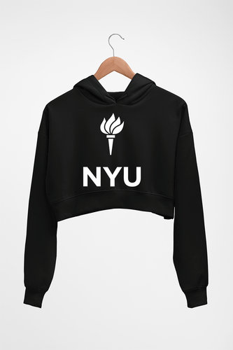 New York University Crop HOODIE FOR WOMEN-Black-Ektarfa.online