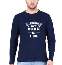 Load image into Gallery viewer, Legends are Born in April Full Sleeves T-Shirt for Men-Navy Blue-Ektarfa.online
