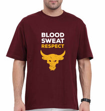 Load image into Gallery viewer, Blood Sweat Respect Gym Oversized T-Shirt for Men-Maroon-Ektarfa.online

