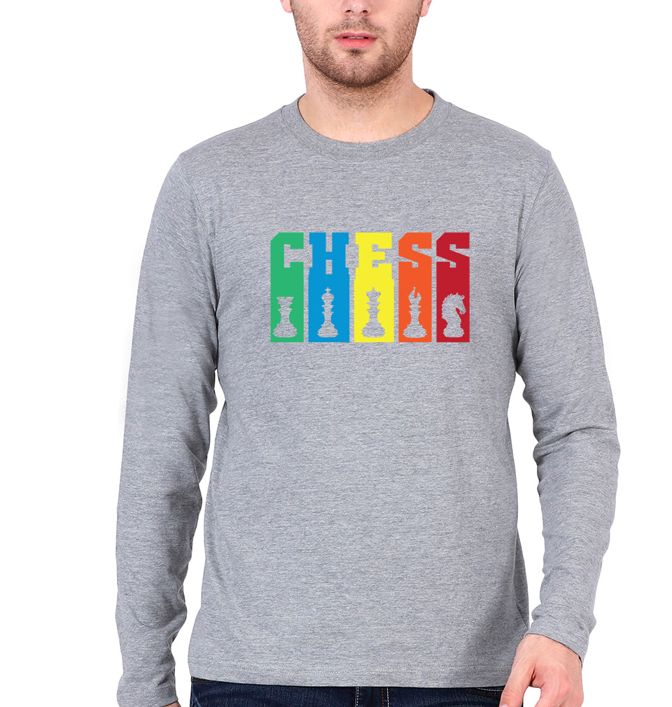 Chess Full Sleeves T-Shirt for Men-Grey Melange-Ektarfa.online