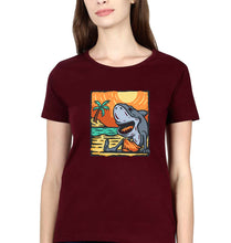 Load image into Gallery viewer, Shark T-Shirt for Women-Maroon-Ektarfa.online
