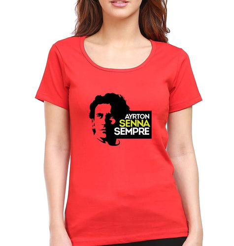 Ayrton Senna T-Shirt for Women-Red-Ektarfa.online