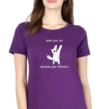 Load image into Gallery viewer, Cat T-Shirt for Women-Purple-Ektarfa.online
