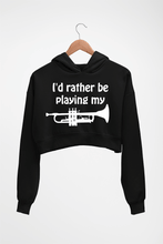 Load image into Gallery viewer, Trumpet Love Crop HOODIE FOR WOMEN-Black-Ektarfa.online
