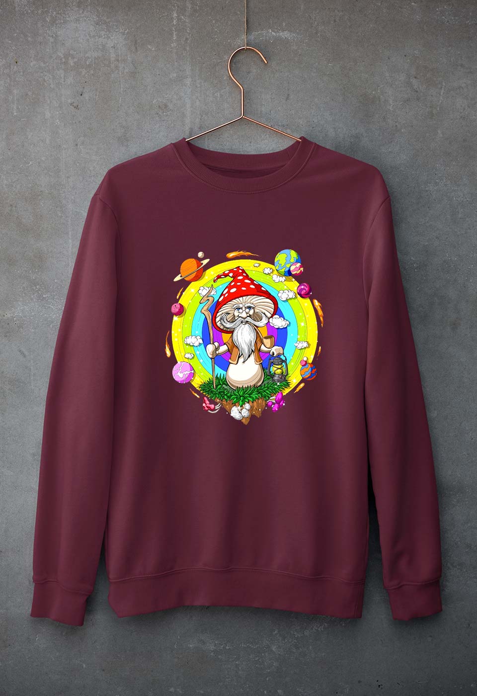 Mushroom Unisex Sweatshirt for Men/Women-maroon-Ektarfa.online
